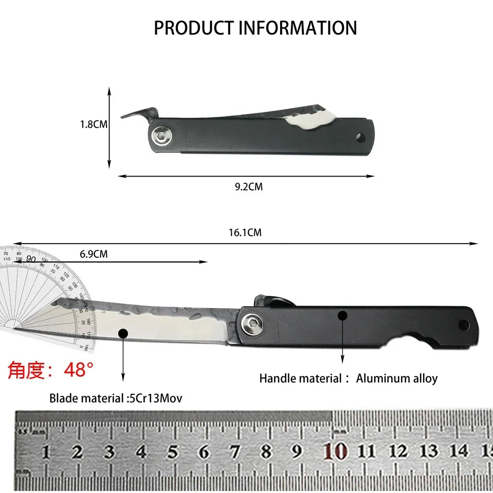 Japanese Higonokami Mini Pocket Folding Knife 5Cr13Mov Tanto Blade Aluminum Alloy Handle Outdoor Tactical Camping Hunting Tool