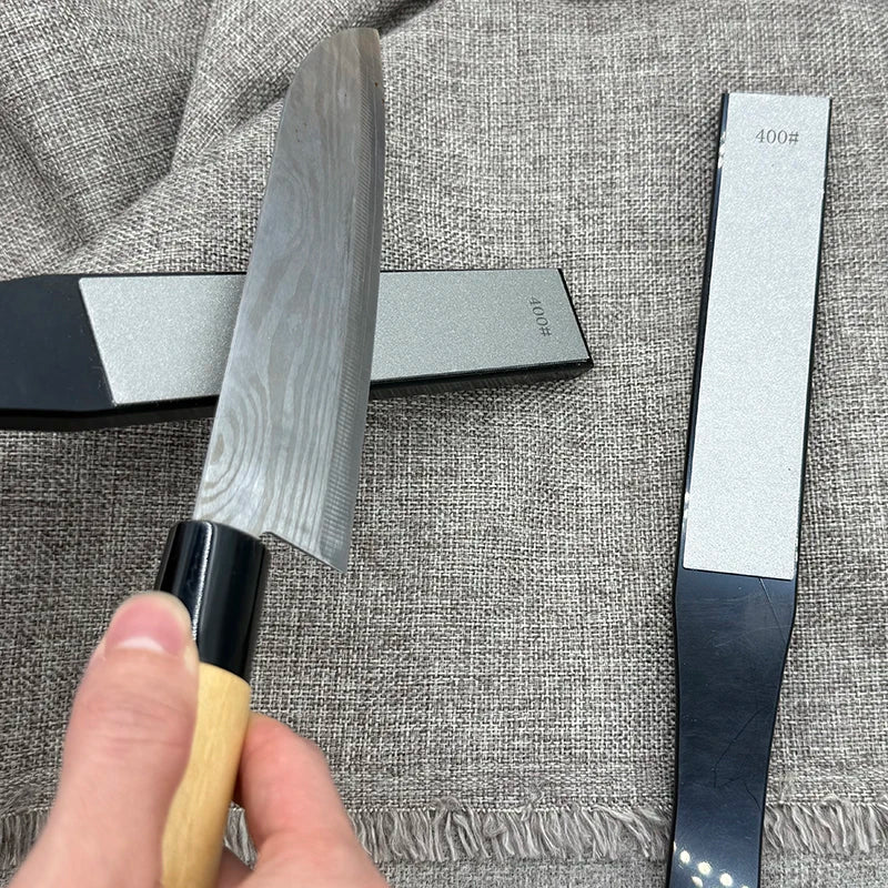 Double sided diamond whetstone with handle