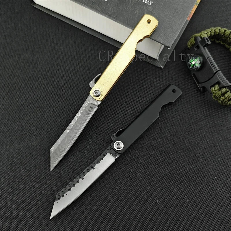 Japanese Higonokami Mini Pocket Folding Knife 5Cr13Mov Tanto Blade Aluminum Alloy Handle Outdoor Tactical Camping Hunting Tool
