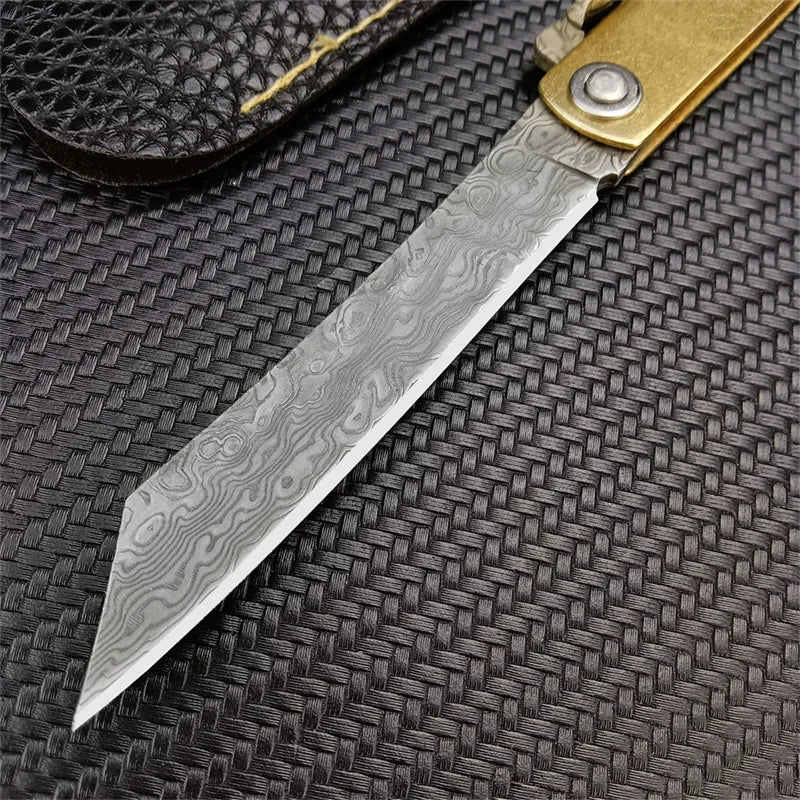Japanese Handmade Higonokami Mini Pocket Knife VG10 Damascus Blade Brass Handle Sharp Outdoor Folding knife Hunting EDC Knives