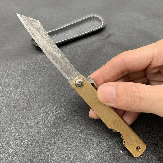 "Modernized" Higonokami - 5Cr13Mov or VG10 traditional or Damascus Steel - Copper Handle - Bolted Nut Folding